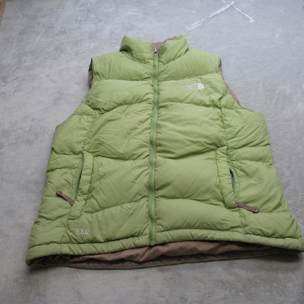 The North Face Down Vest Womens Large Green 550 Fill Lightweight Packable Puffer
